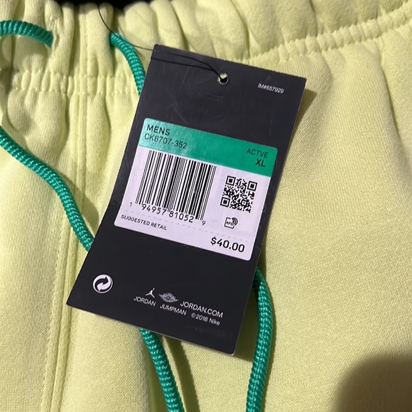 Jordan sweat shorts neon green never worn jump man shorts - Picture 5 of 6